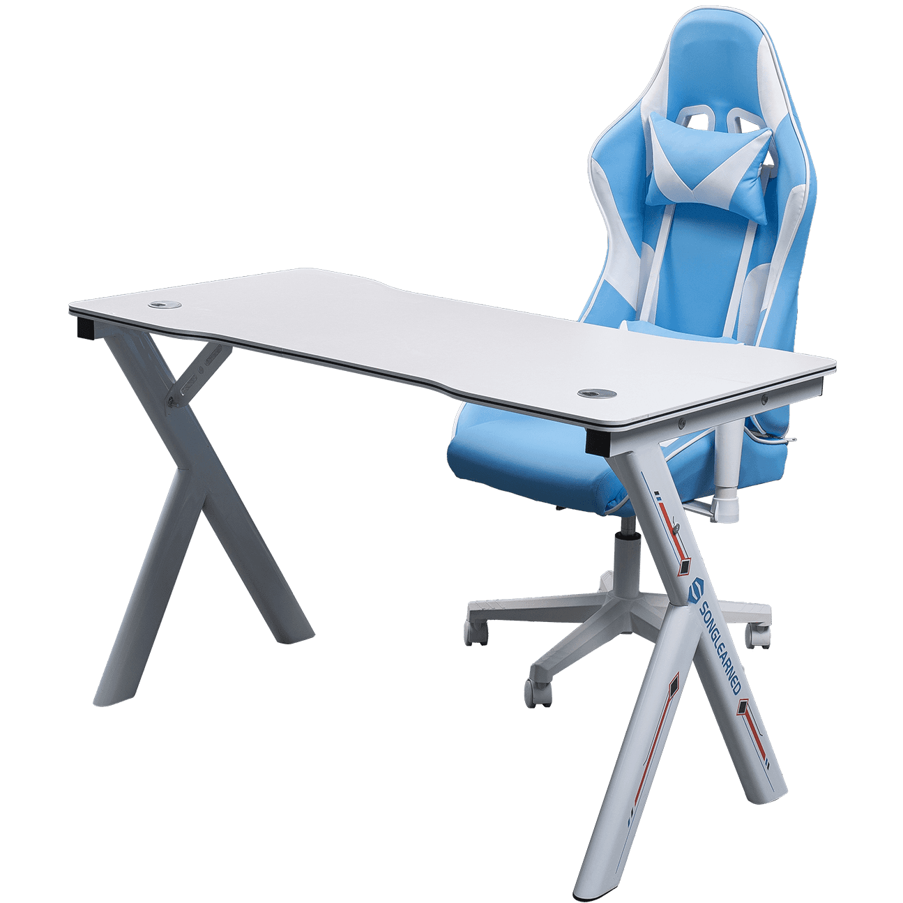 ยี่ห้อใหม่ยอดนิยมกันน้ำสีขาว R-Shape PC Gamer Home Office Gaming Desk